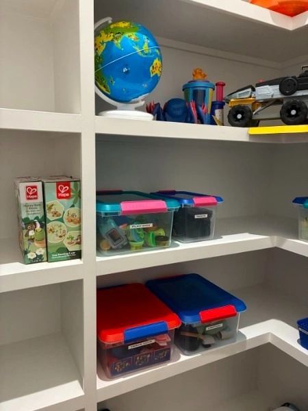 Kids' playroom — toy and craft storage (after)