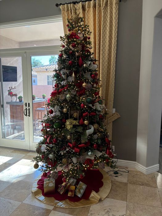 Christmas tree trimmed in red and gold